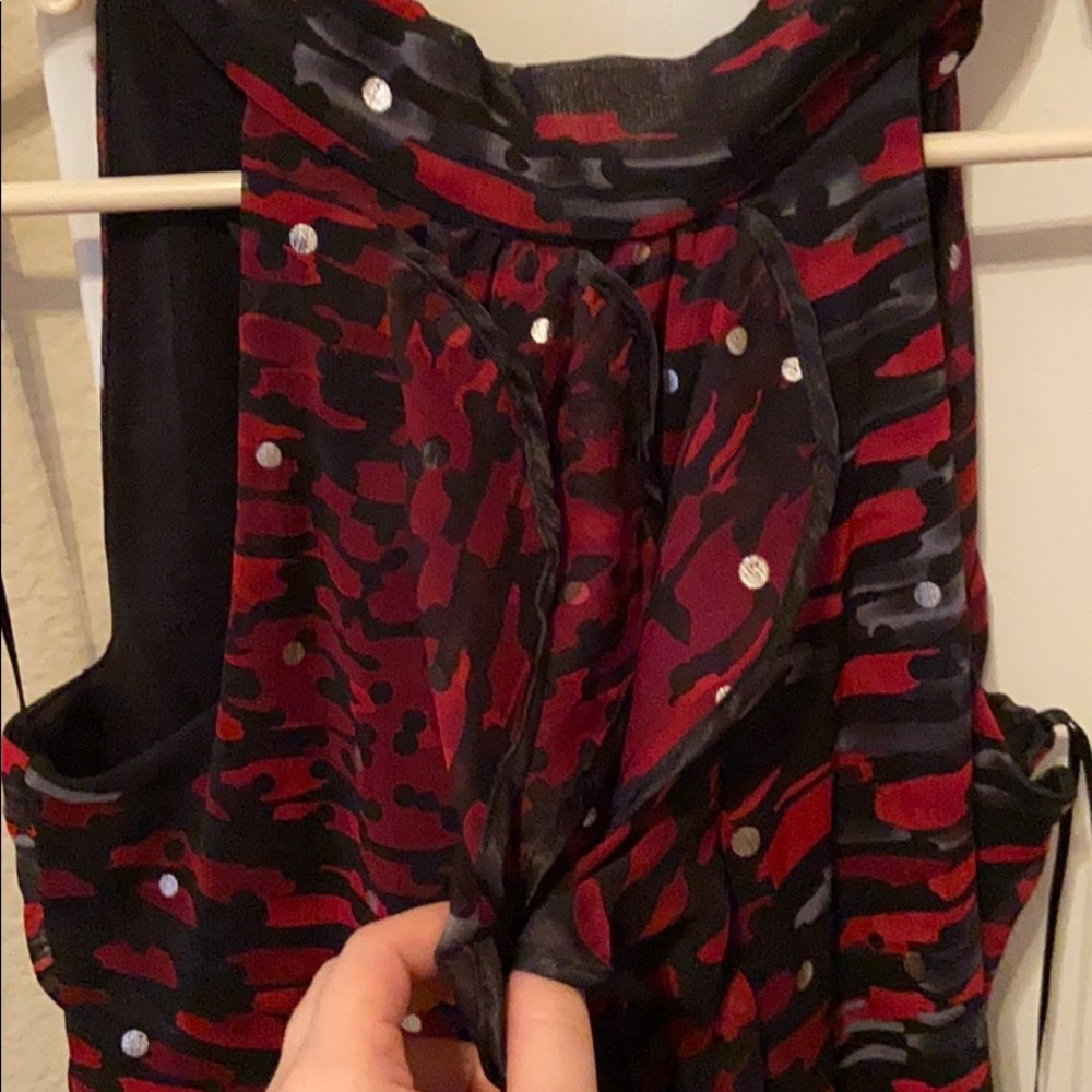 Red/Black Ruffled Blouse - Picture 2 of 3